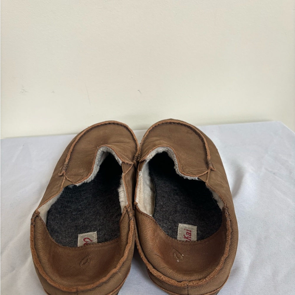 Olukai Moloa Slippers Olukai Moloa Slippers Mens size 13 Brown Leather Sheepskin - Picture 4 of 10
